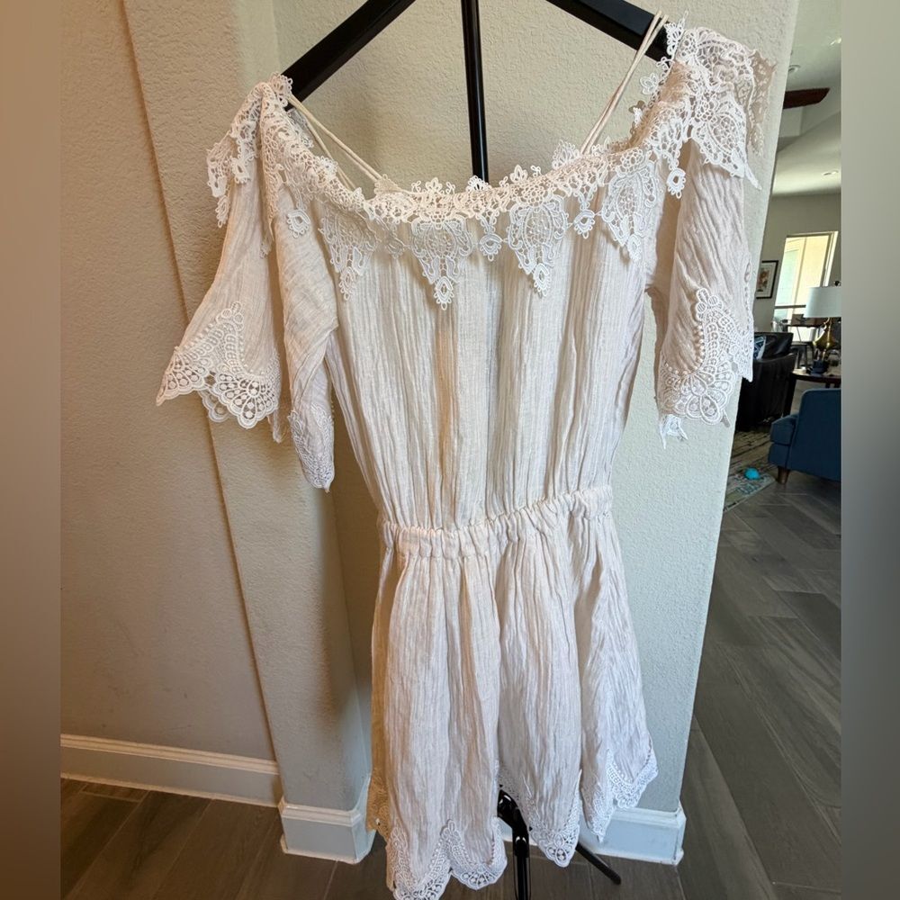 Miss Sixty White Lace Mini Dress Eyelet Medium